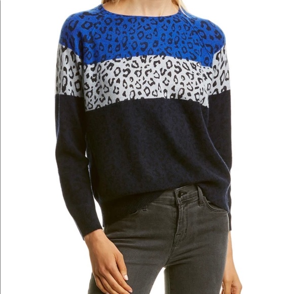 SCOTT & SCOTT LONDON LEOPARD CASHMERE SWEATER - Picture 1 of 8